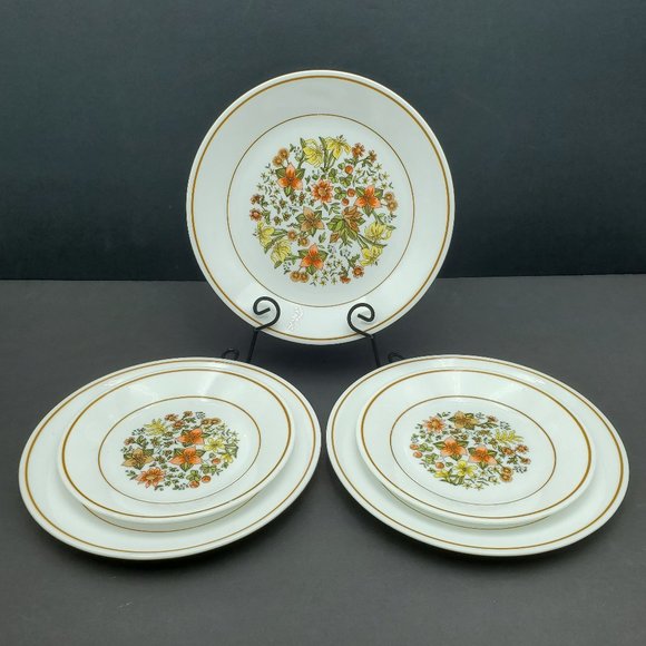 Corelle Indian Summer Lunch Salad Bread Dessert Plate Brown Orange Yellow Flower - Picture 1 of 9